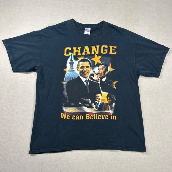 Barack Obama Rap Tee Mens XL Change We Can Believe In Beginning Politics Black - Picture 1 of 7